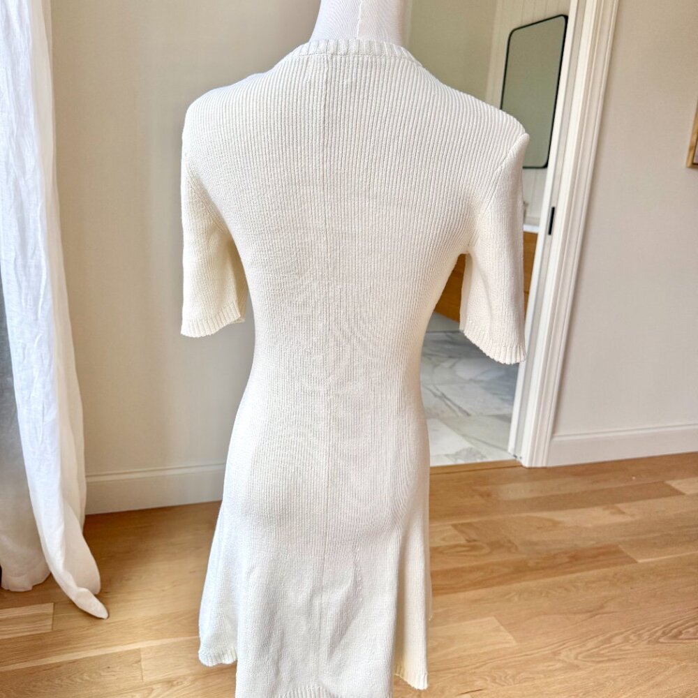 H&M Rib Knit Cream Dress Gold Button Old Money Style - XS - Picture 8 of 8